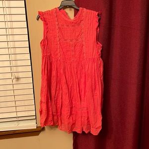 Free People Coral Nobody Like You Bohemian Peasant Dress